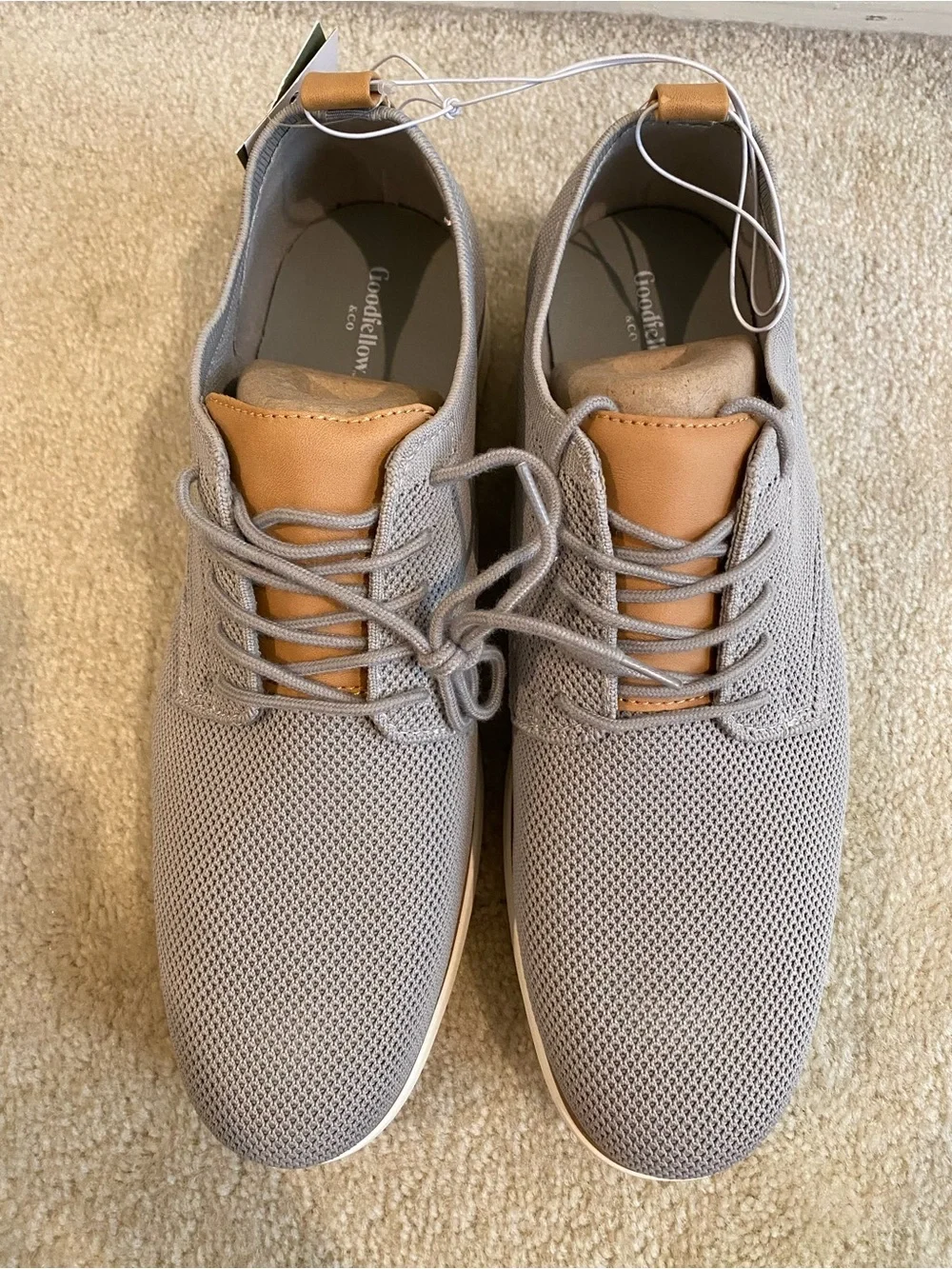 Goodfellow & Co Men’s Light Gray Knit Sneakers with Tan Accents